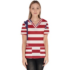 Flag Of The United States Of America  Women s V-neck Scrub Top by abbeyz71