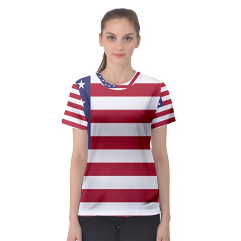 Flag Of The United States Of America  Women s Sport Mesh Tee by abbeyz71