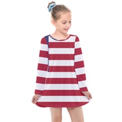 Flag Of The United States Of America  Kids  Long Sleeve Dress