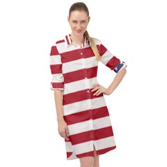 Flag Of The United States Of America  Long Sleeve Mini Shirt Dress by abbeyz71