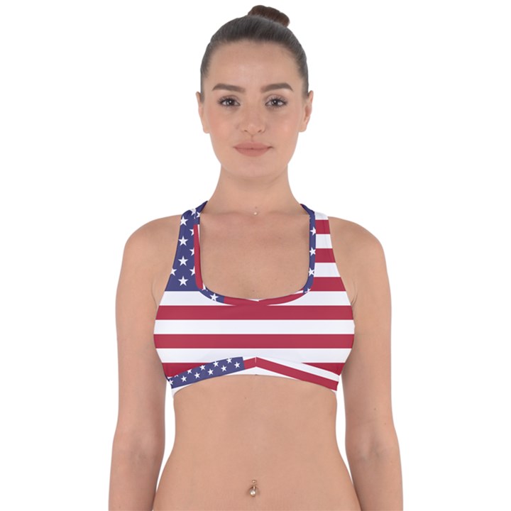 Flag of The United States of America  Cross Back Hipster Bikini Top 