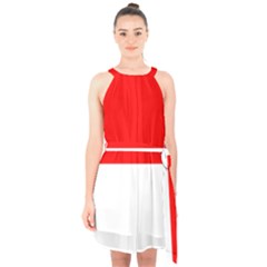 Flag Of Indonesia Halter Collar Waist Tie Chiffon Dress by abbeyz71