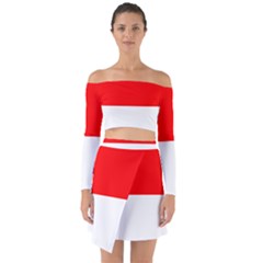 Flag Of Indonesia Off Shoulder Top With Skirt Set by abbeyz71