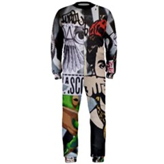 Frida Kahlo Brick Wall Graffiti Urban Art With Grunge Eye And Frog  Onepiece Jumpsuit (men)  by snek