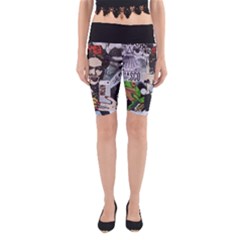 Frida Kahlo Brick Wall Graffiti Urban Art With Grunge Eye And Frog  Yoga Cropped Leggings by snek