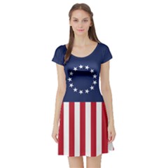 Betsy Ross flag USA America United States 1777 Thirteen Colonies vertical Short Sleeve Skater Dress