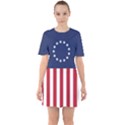 Betsy Ross flag USA America United States 1777 Thirteen Colonies vertical Sixties Short Sleeve Mini Dress View1