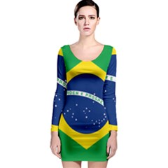 Flag Of Brazil Long Sleeve Bodycon Dress by abbeyz71