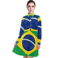 Flag Of Brazil Long Sleeve Chiffon Shirt Dress by abbeyz71