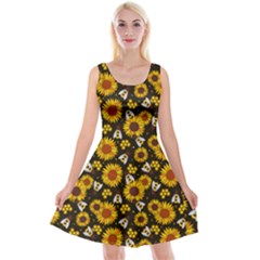 Honey Bee Sunflower Reversible Velvet Sleeveless Dress by trulycreative