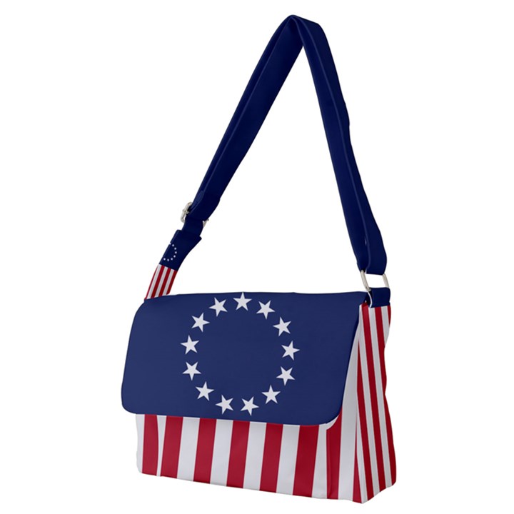 Betsy Ross flag USA America United States 1777 Thirteen Colonies vertical Full Print Messenger Bag (M)