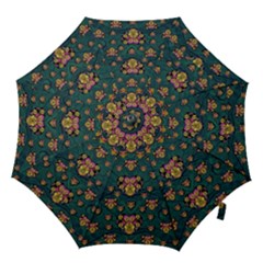 Hearts And Sun Flowers In Decorative Happy Harmony Hook Handle Umbrellas (large) by pepitasart