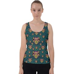 Hearts And Sun Flowers In Decorative Happy Harmony Velvet Tank Top by pepitasart