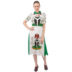 Flag Of Nigeria  Keyhole Neckline Chiffon Dress