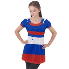 National Flag Of Russia Puff Sleeve Tunic Top by abbeyz71