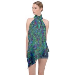 Essence Of A Peacock Halter Asymmetric Satin Top by bloomingvinedesign