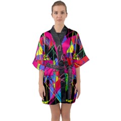 Club Fitstyle Fitness By Traci K Half Sleeve Satin Kimono  by tracikcollection