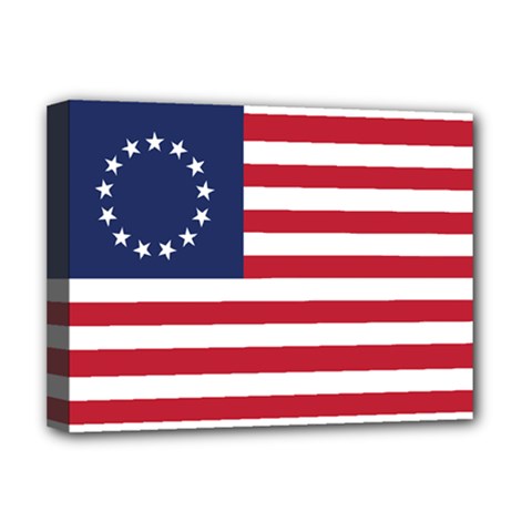 Betsy Ross Flag Usa America United States 1776 1777 Thirteen Colonies Maga Deluxe Canvas 16  X 12  (stretched)  by snek