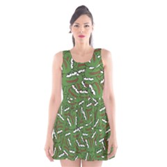 Pepe The Frog Face Pattern Green Kekistan Meme Scoop Neck Skater Dress by snek