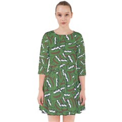 Pepe The Frog Face Pattern Green Kekistan Meme Smock Dress by snek