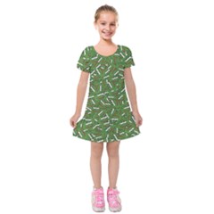 Pepe The Frog Face Pattern Green Kekistan Meme Kids  Short Sleeve Velvet Dress by snek