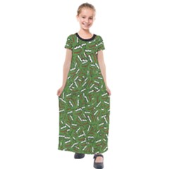 Pepe The Frog Face Pattern Green Kekistan Meme Kids  Short Sleeve Maxi Dress by snek