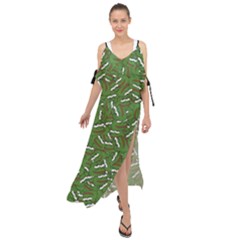 Pepe The Frog Face Pattern Green Kekistan Meme Maxi Chiffon Cover Up Dress by snek