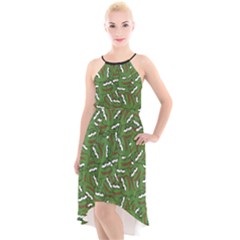 Pepe The Frog Face Pattern Green Kekistan Meme High-low Halter Chiffon Dress  by snek