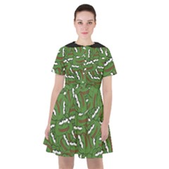 Pepe The Frog Face Pattern Green Kekistan Meme Sailor Dress by snek