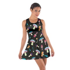 Funny Mushroom Cotton Racerback Dress Black by trulycreative