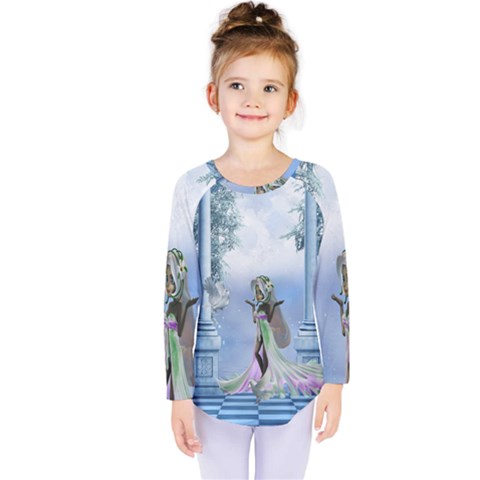 Cute Fairy With Dove Kids  Long Sleeve Tee by FantasyWorld7