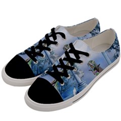 Cute Fairy With Dove Men s Low Top Canvas Sneakers by FantasyWorld7