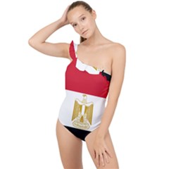 Flag Of Egypt Frilly One Shoulder Swimsuit by abbeyz71