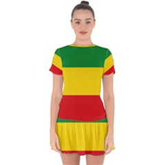 Ethiopia Tricolor Drop Hem Mini Chiffon Dress by abbeyz71