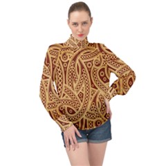 Fine Pattern High Neck Long Sleeve Chiffon Top by Sobalvarro