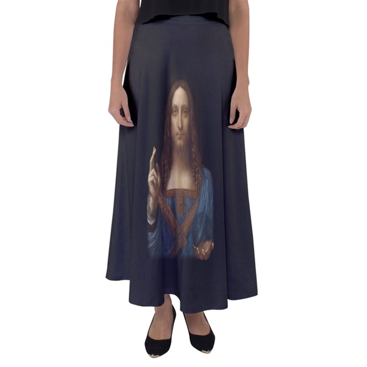 Salvator Mundi Leonardo DaVindi 1500 Jesus Christ Savior of the World Original Paint Most expensive in the world Flared Maxi Skirt