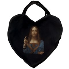 Salvator Mundi Leonardo Davindi 1500 Jesus Christ Savior Of The World Original Paint Most Expensive In The World Giant Heart Shaped Tote by snek