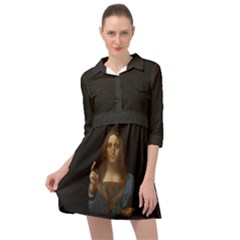 Salvator Mundi Leonardo Davindi 1500 Jesus Christ Savior Of The World Original Paint Most Expensive In The World Mini Skater Shirt Dress by snek