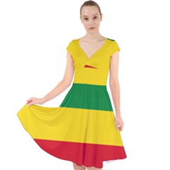 Flag Of Ethiopia Cap Sleeve Front Wrap Midi Dress by abbeyz71