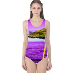 Pop Art Beach Umbrella One Piece Swimsuit by essentialimage