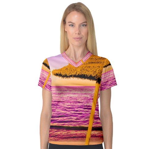 Pop Art Beach Umbrella  V-neck Sport Mesh Tee by essentialimage