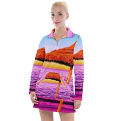 Pop Art Beach Umbrella  Women s Long Sleeve Casual Dress by essentialimage