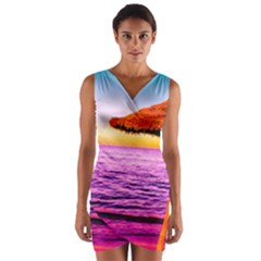 Pop Art Beach Umbrella  Wrap Front Bodycon Dress by essentialimage