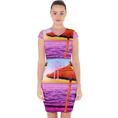 Pop Art Beach Umbrella  Capsleeve Drawstring Dress  by essentialimage