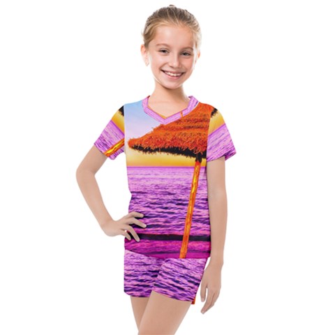 Pop Art Beach Umbrella  Kids  Mesh Tee And Shorts Set by essentialimage