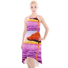 Pop Art Beach Umbrella  High-low Halter Chiffon Dress  by essentialimage