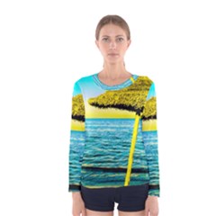 Pop Art Beach Umbrella  Women s Long Sleeve Tee