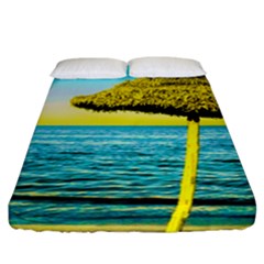 Pop Art Beach Umbrella  Fitted Sheet (California King Size)