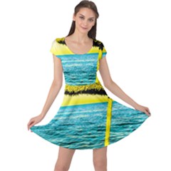 Pop Art Beach Umbrella  Cap Sleeve Dress