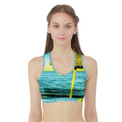 Pop Art Beach Umbrella  Sports Bra With Border by essentialimage